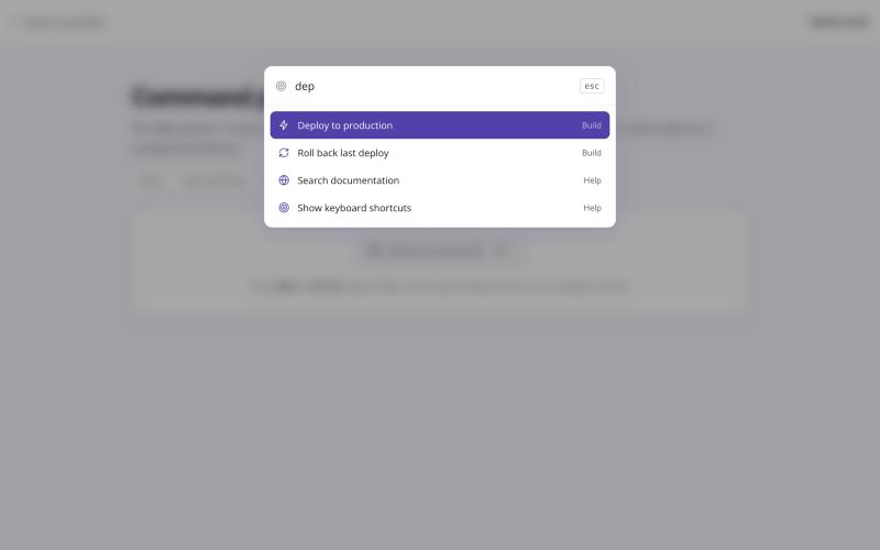 Screenshot of Command palette